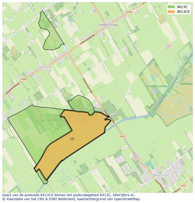 Afbeelding van het postcodegebied 8413 CS op de kaart.