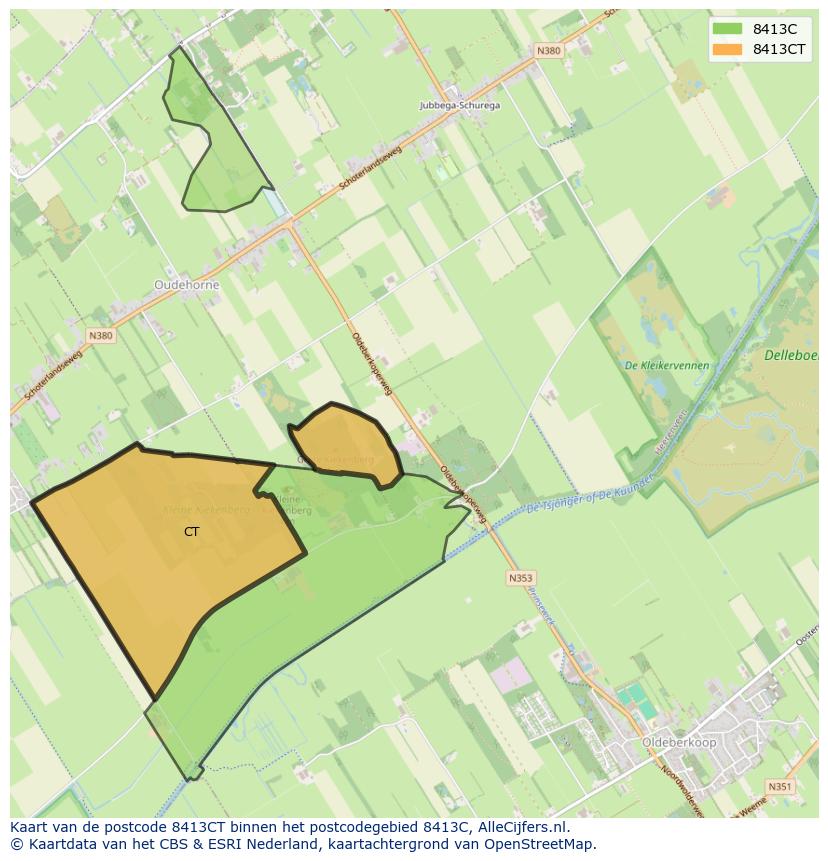 Afbeelding van het postcodegebied 8413 CT op de kaart.