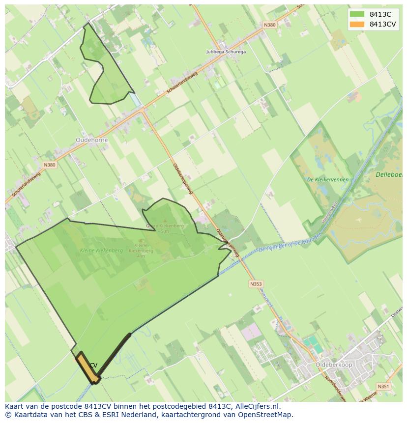 Afbeelding van het postcodegebied 8413 CV op de kaart.