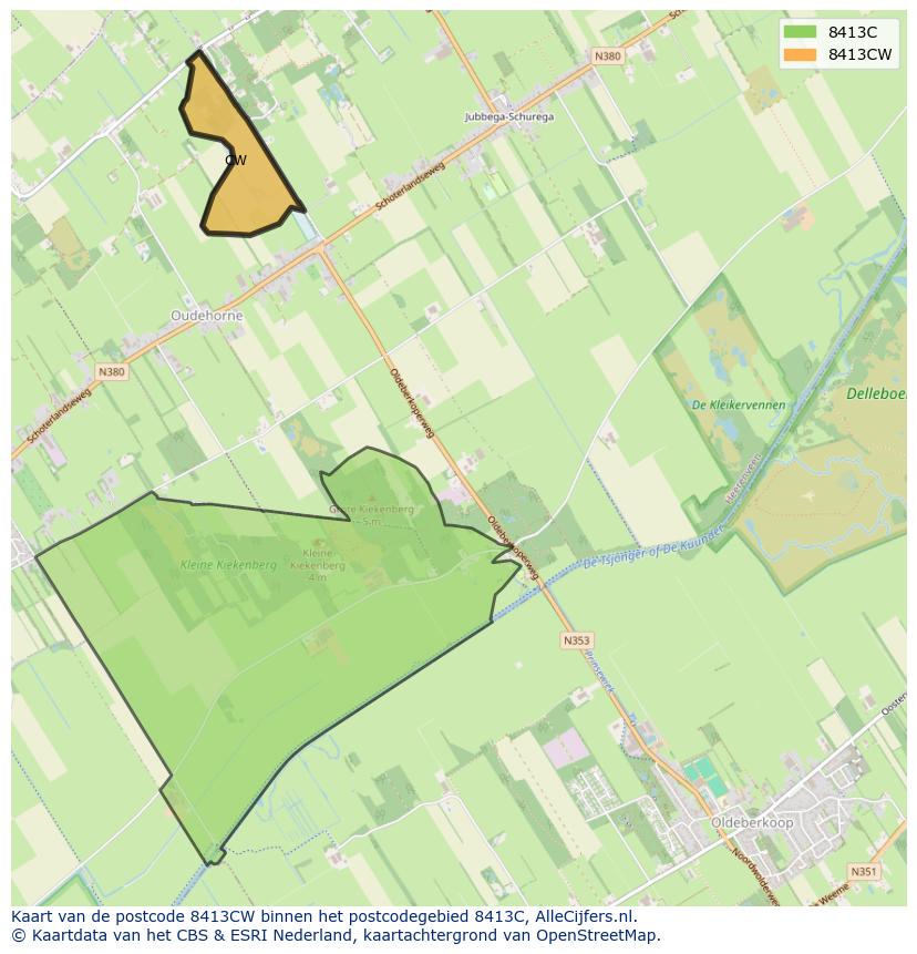 Afbeelding van het postcodegebied 8413 CW op de kaart.