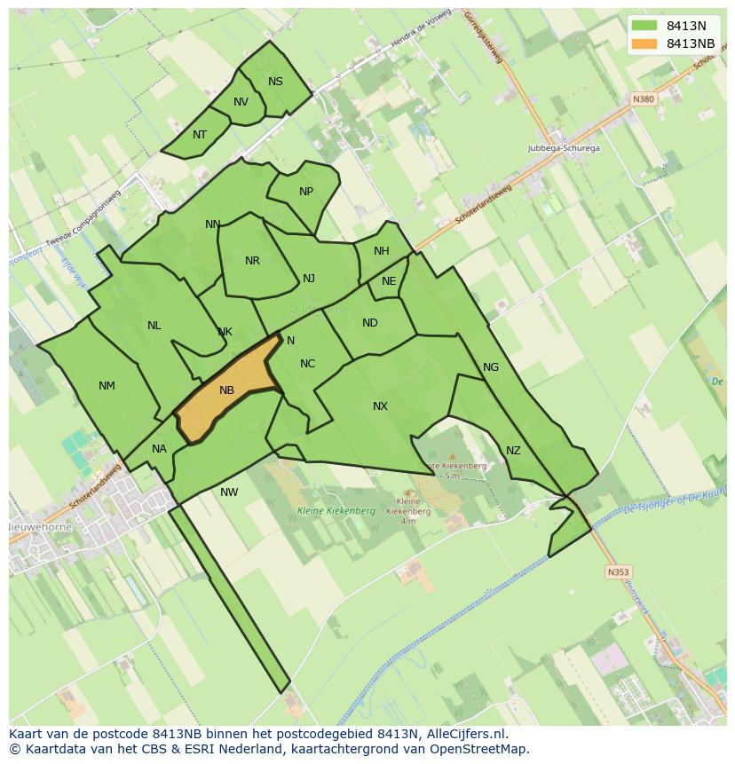 Afbeelding van het postcodegebied 8413 NB op de kaart.