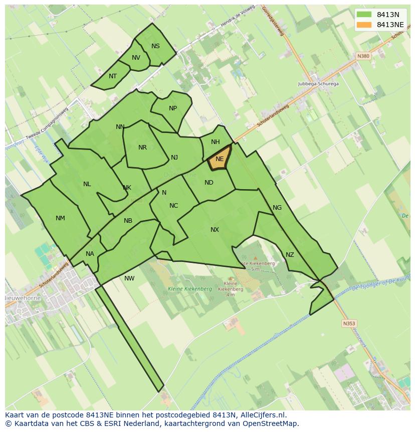 Afbeelding van het postcodegebied 8413 NE op de kaart.