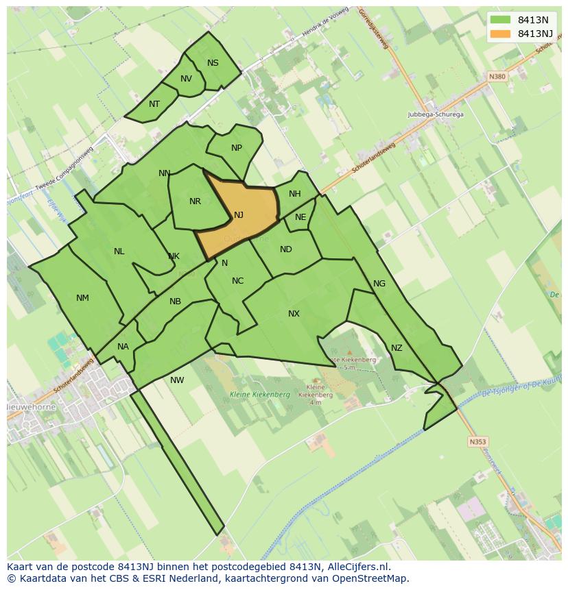 Afbeelding van het postcodegebied 8413 NJ op de kaart.
