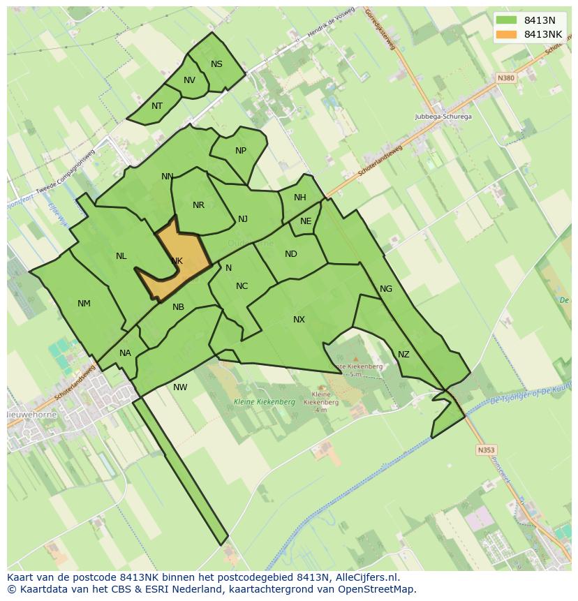 Afbeelding van het postcodegebied 8413 NK op de kaart.