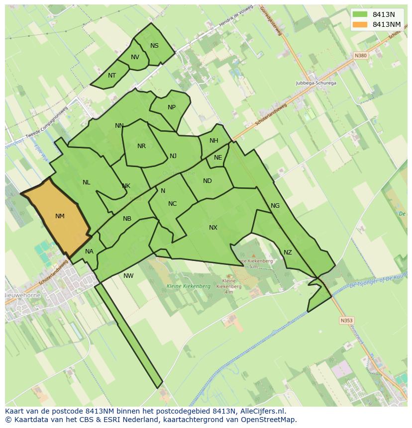 Afbeelding van het postcodegebied 8413 NM op de kaart.
