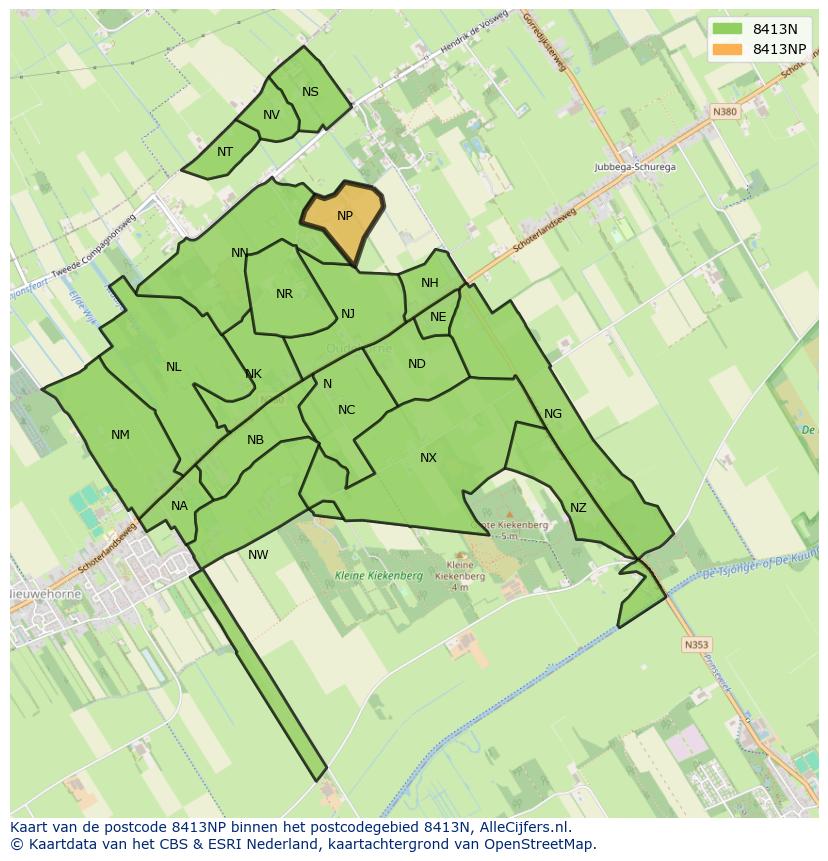 Afbeelding van het postcodegebied 8413 NP op de kaart.