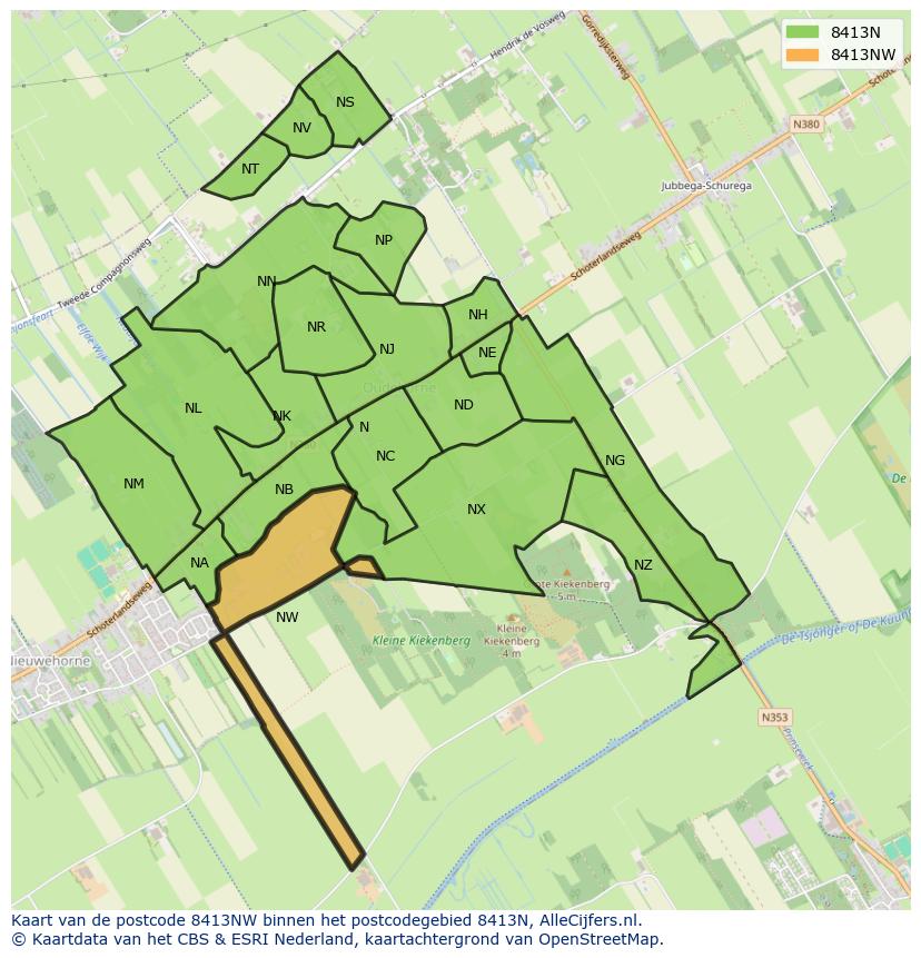Afbeelding van het postcodegebied 8413 NW op de kaart.