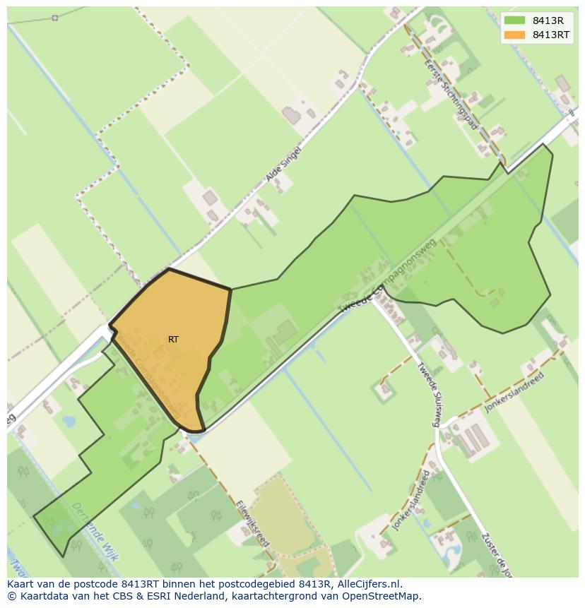 Afbeelding van het postcodegebied 8413 RT op de kaart.