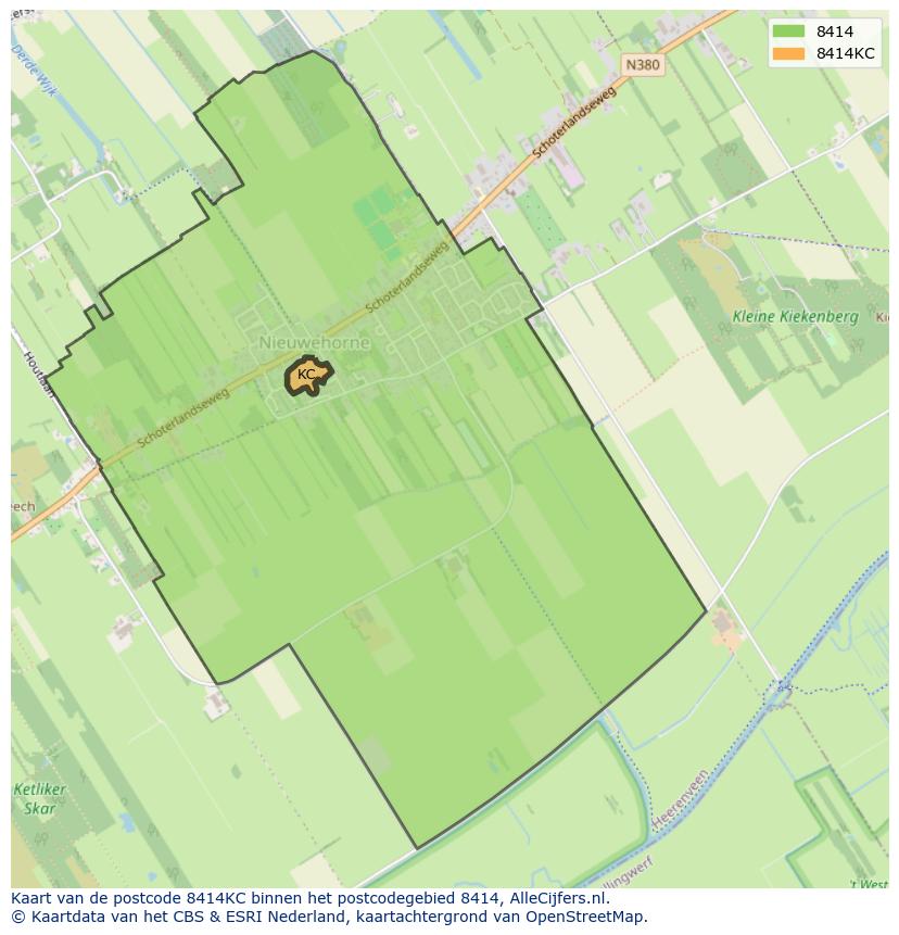 Afbeelding van het postcodegebied 8414 KC op de kaart.