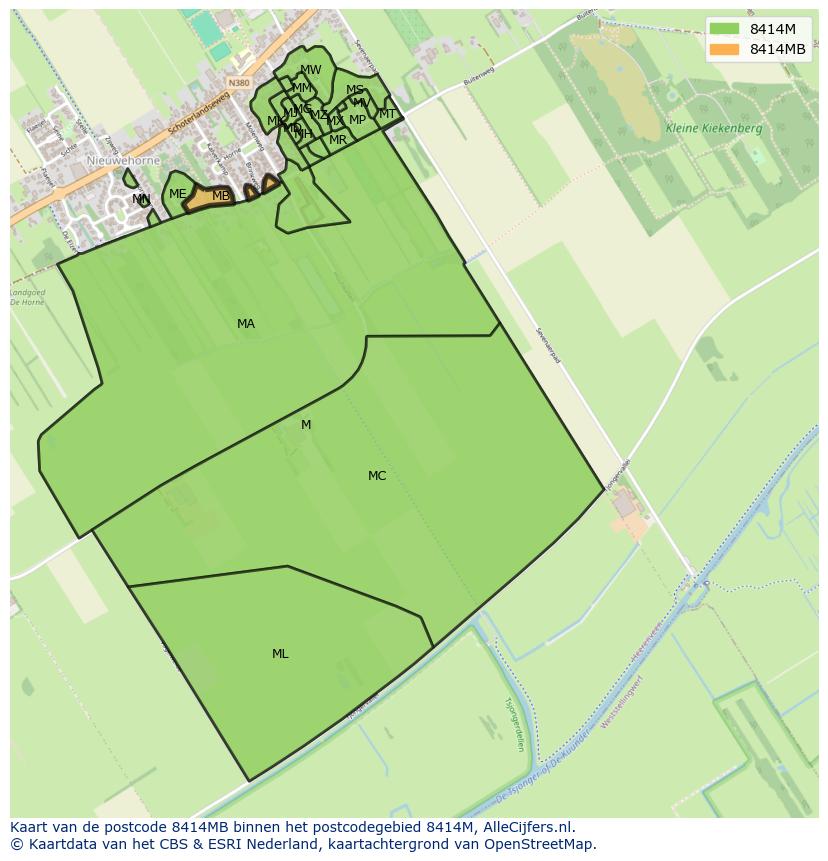 Afbeelding van het postcodegebied 8414 MB op de kaart.
