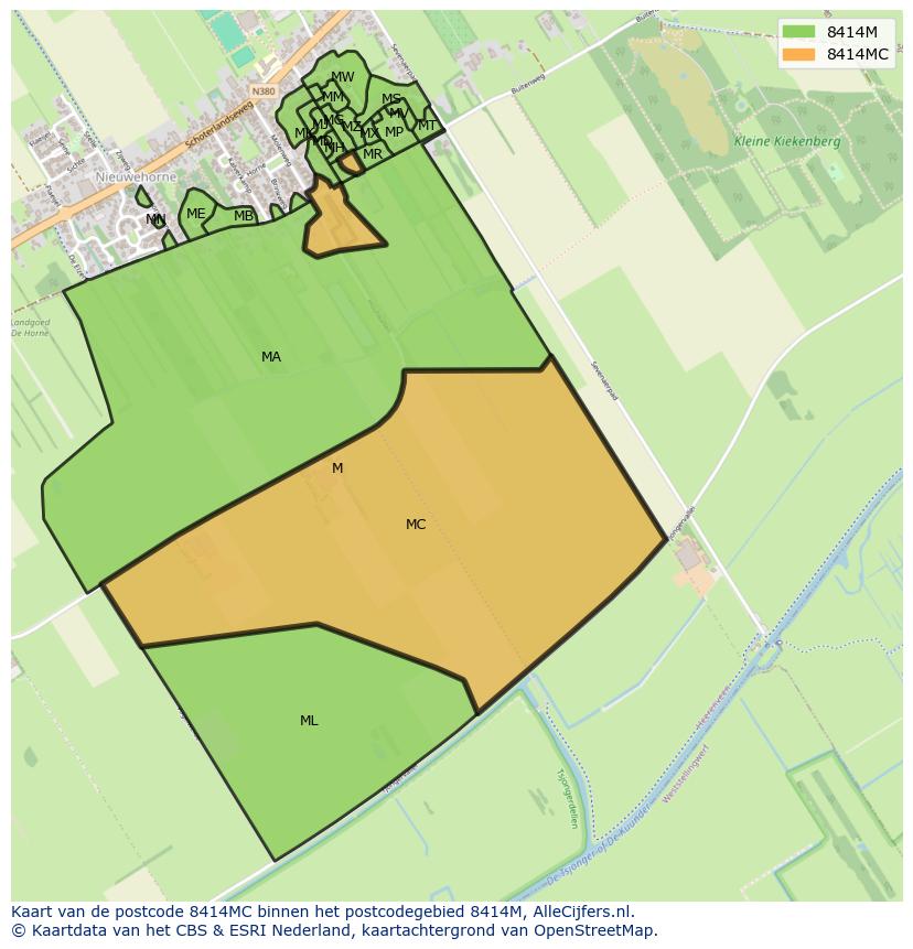 Afbeelding van het postcodegebied 8414 MC op de kaart.
