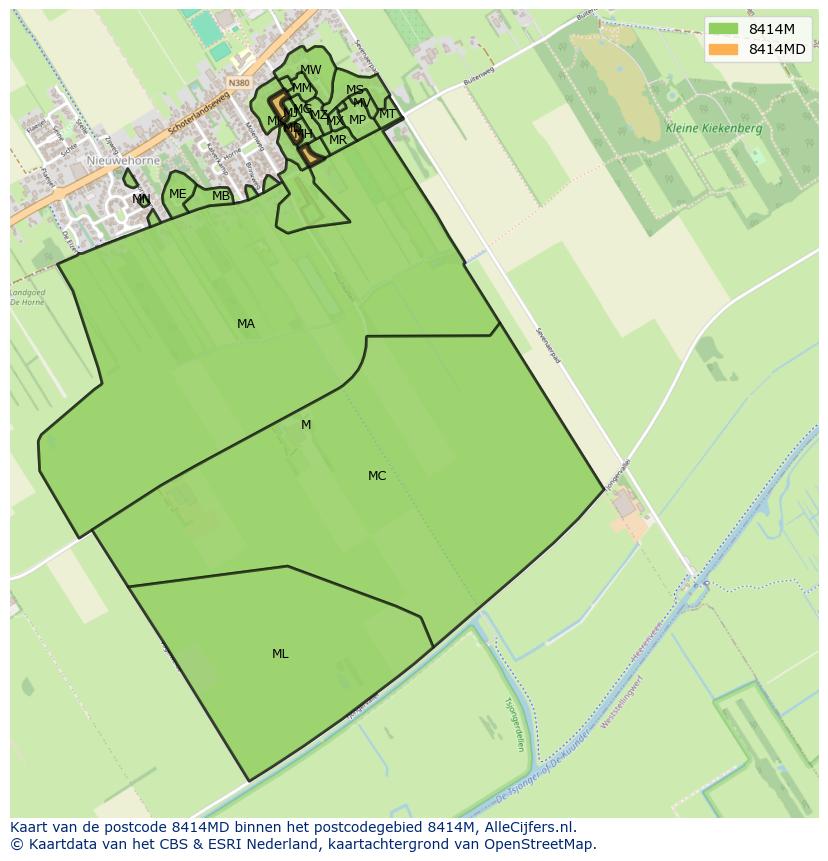 Afbeelding van het postcodegebied 8414 MD op de kaart.