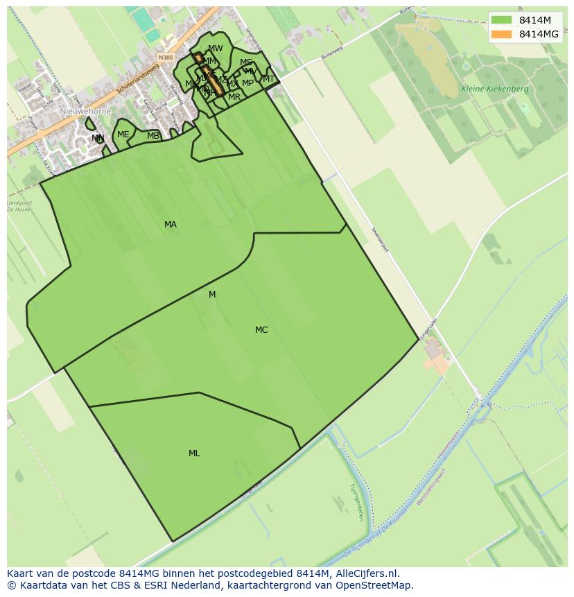 Afbeelding van het postcodegebied 8414 MG op de kaart.
