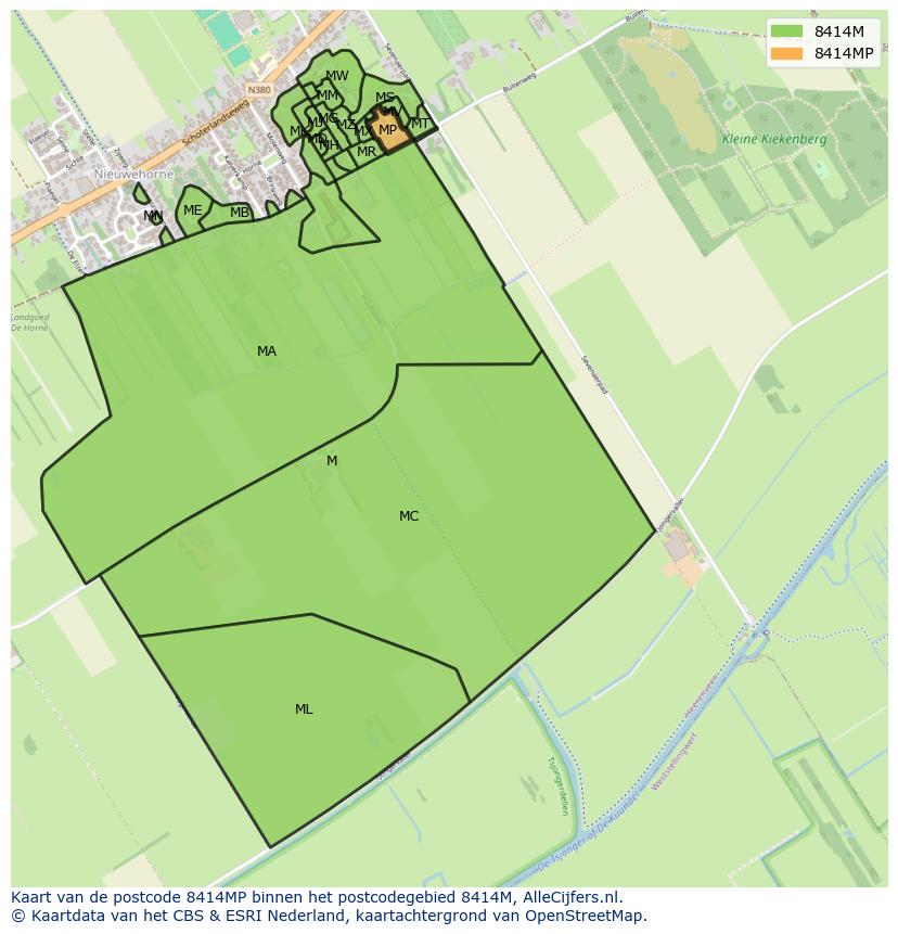 Afbeelding van het postcodegebied 8414 MP op de kaart.