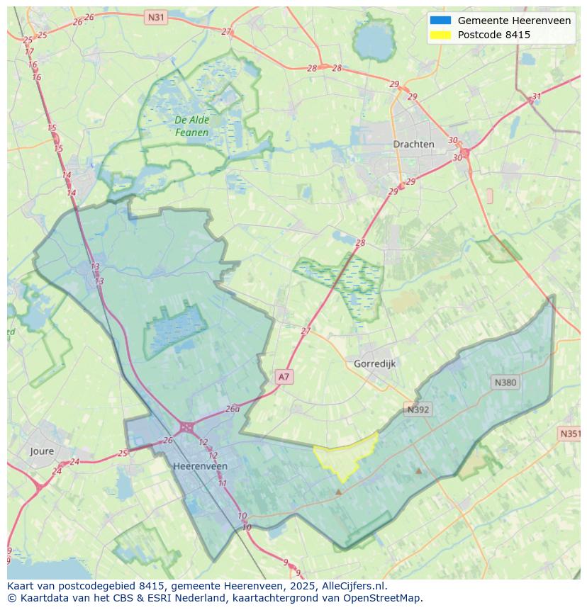 Afbeelding van het postcodegebied 8415 op de kaart.