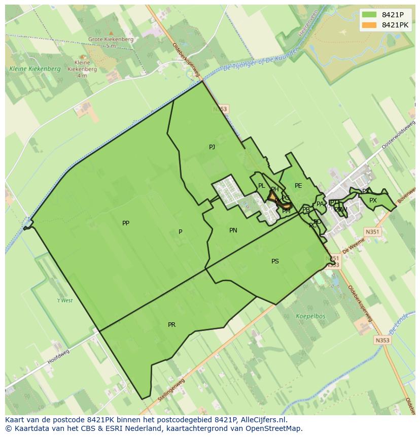 Afbeelding van het postcodegebied 8421 PK op de kaart.