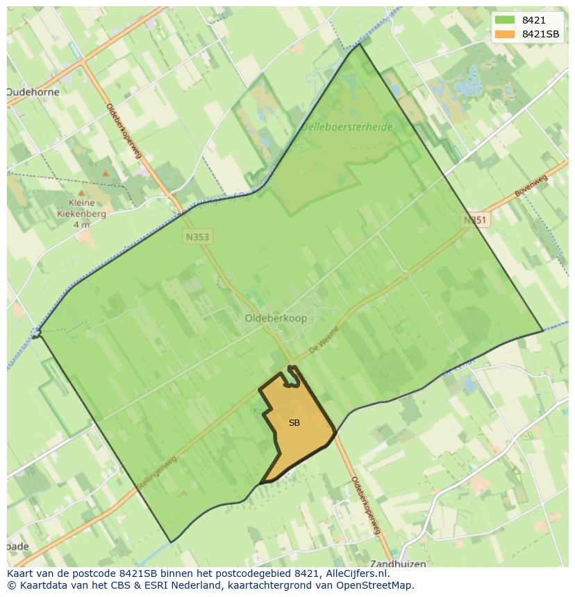 Afbeelding van het postcodegebied 8421 SB op de kaart.
