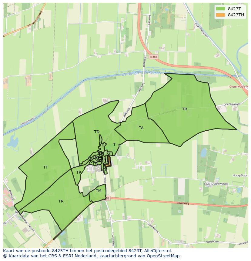 Afbeelding van het postcodegebied 8423 TH op de kaart.