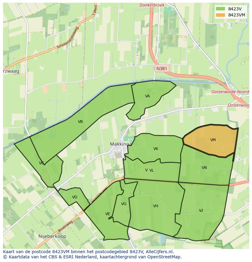 Afbeelding van het postcodegebied 8423 VM op de kaart.