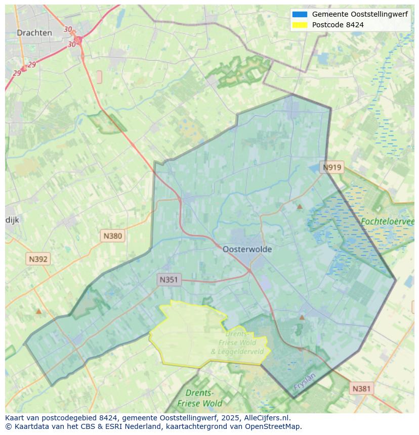 Afbeelding van het postcodegebied 8424 op de kaart.