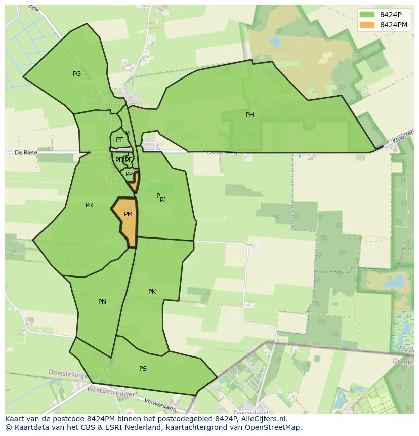 Afbeelding van het postcodegebied 8424 PM op de kaart.