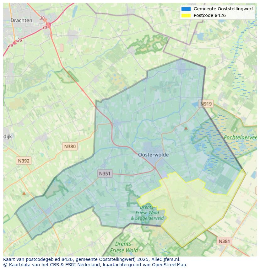 Afbeelding van het postcodegebied 8426 op de kaart.
