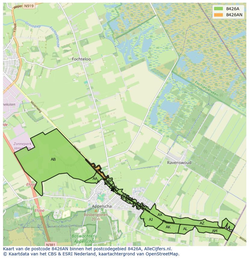 Afbeelding van het postcodegebied 8426 AN op de kaart.