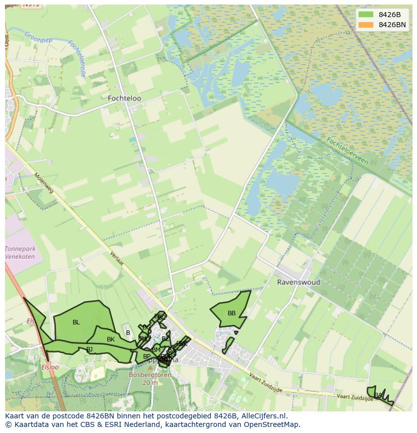 Afbeelding van het postcodegebied 8426 BN op de kaart.