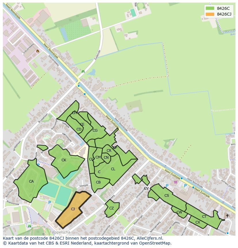 Afbeelding van het postcodegebied 8426 CJ op de kaart.