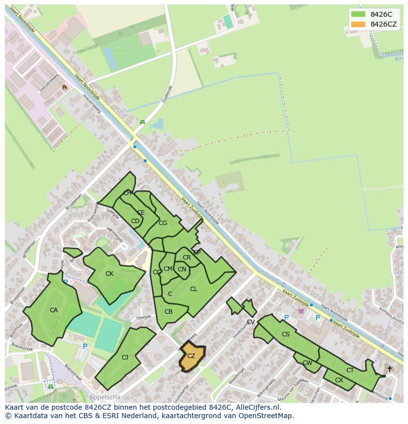 Afbeelding van het postcodegebied 8426 CZ op de kaart.