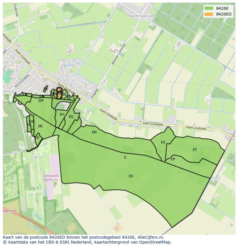 Afbeelding van het postcodegebied 8426 ED op de kaart.