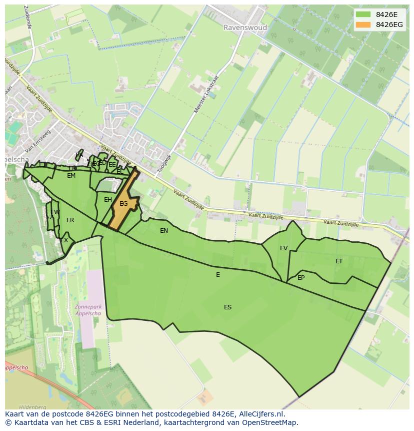 Afbeelding van het postcodegebied 8426 EG op de kaart.
