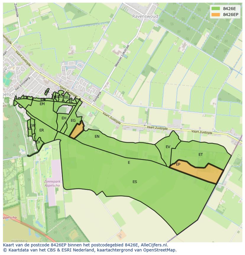 Afbeelding van het postcodegebied 8426 EP op de kaart.