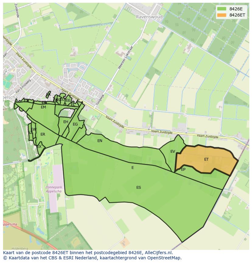 Afbeelding van het postcodegebied 8426 ET op de kaart.