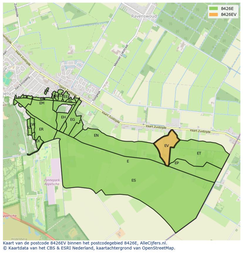 Afbeelding van het postcodegebied 8426 EV op de kaart.
