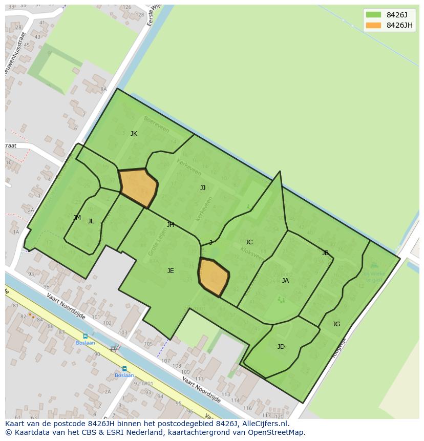 Afbeelding van het postcodegebied 8426 JH op de kaart.