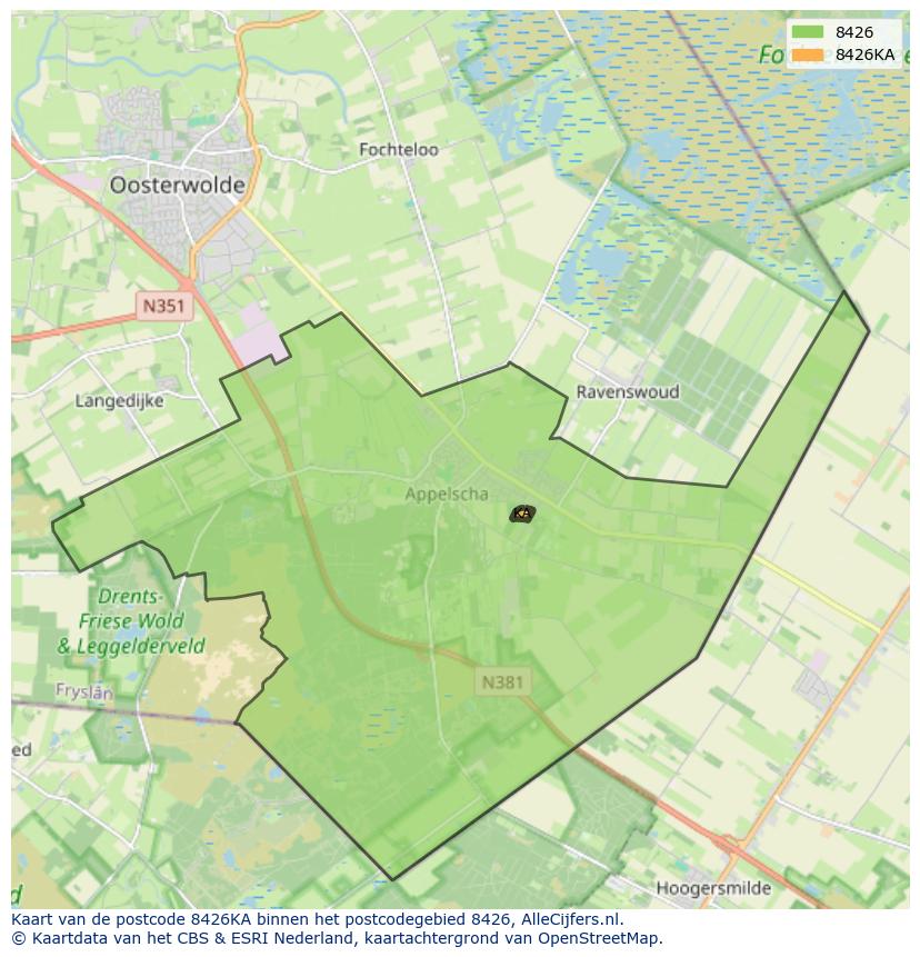 Afbeelding van het postcodegebied 8426 KA op de kaart.