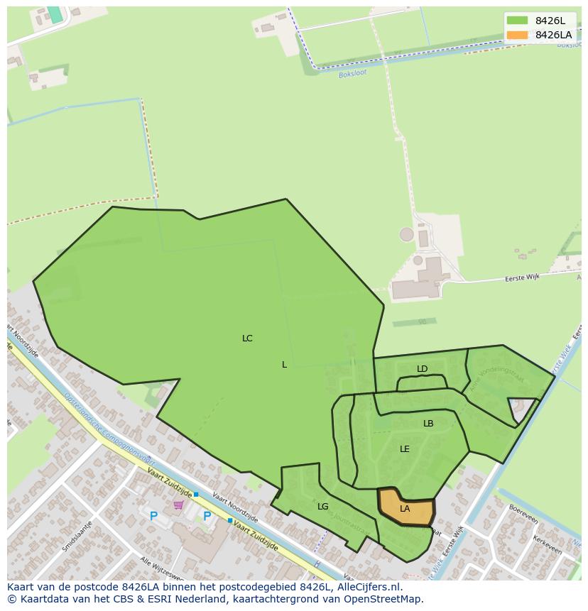 Afbeelding van het postcodegebied 8426 LA op de kaart.