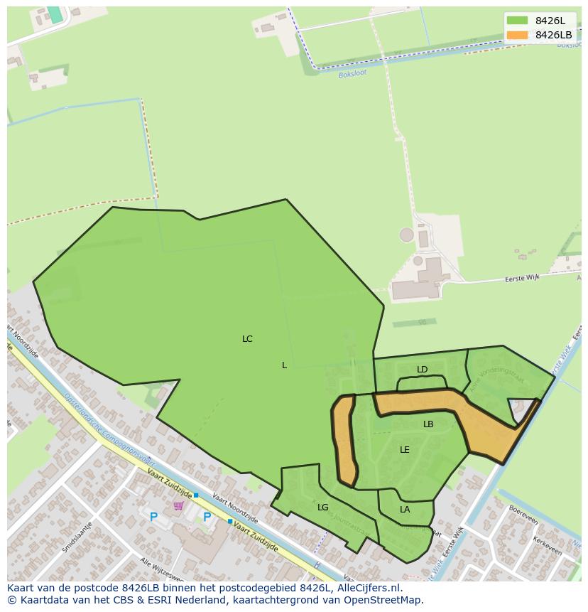 Afbeelding van het postcodegebied 8426 LB op de kaart.
