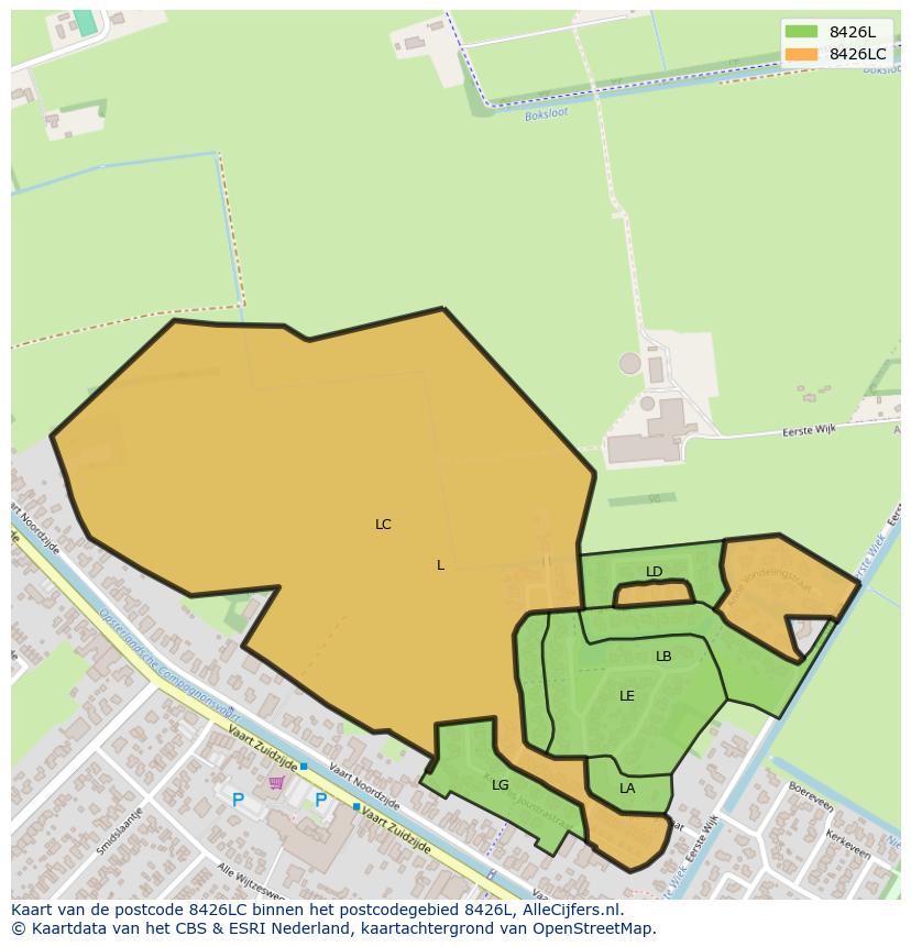 Afbeelding van het postcodegebied 8426 LC op de kaart.