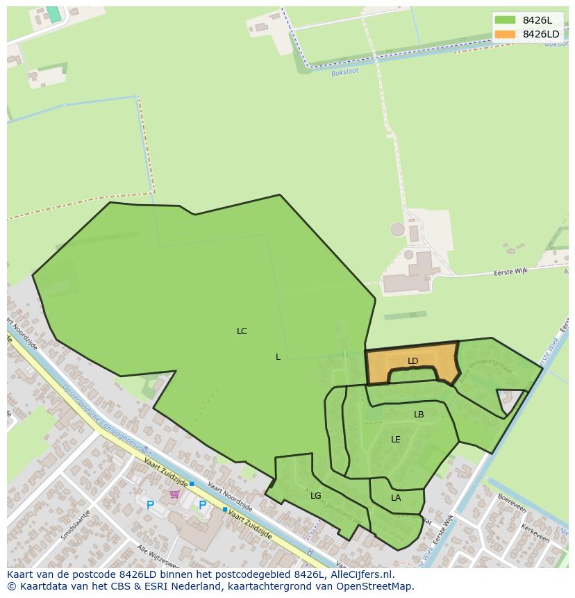 Afbeelding van het postcodegebied 8426 LD op de kaart.