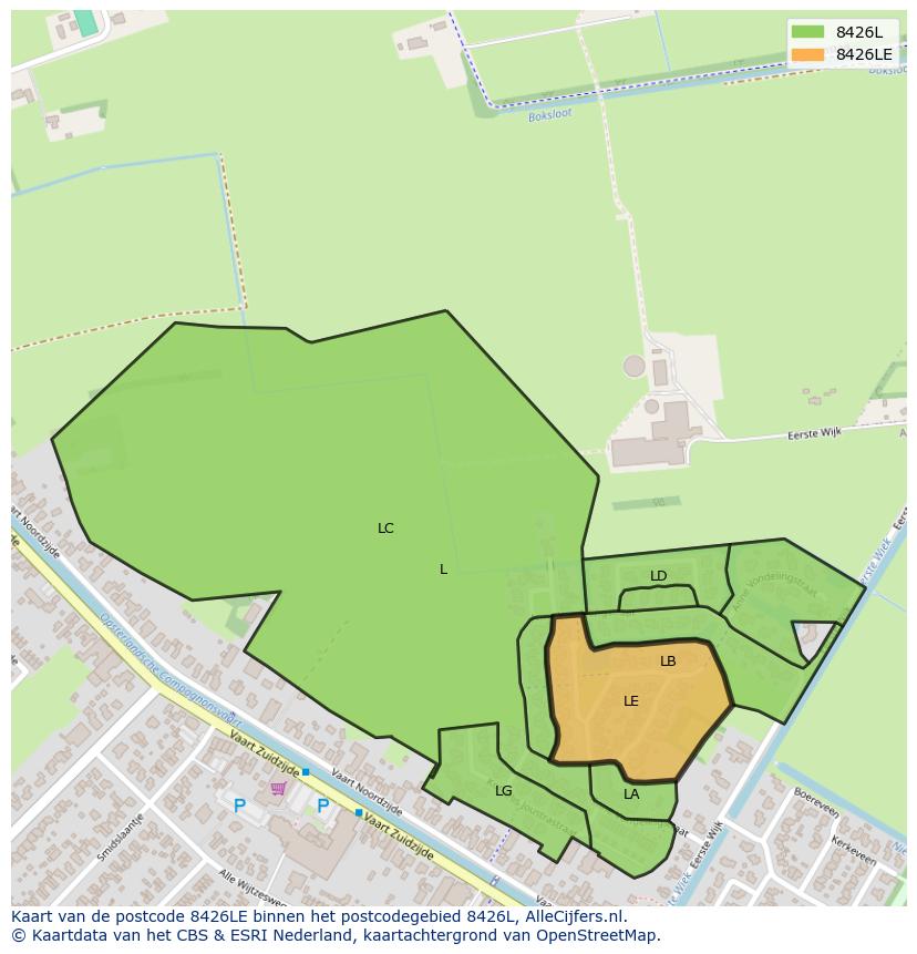 Afbeelding van het postcodegebied 8426 LE op de kaart.