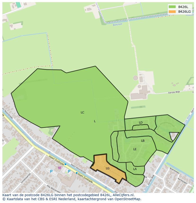 Afbeelding van het postcodegebied 8426 LG op de kaart.