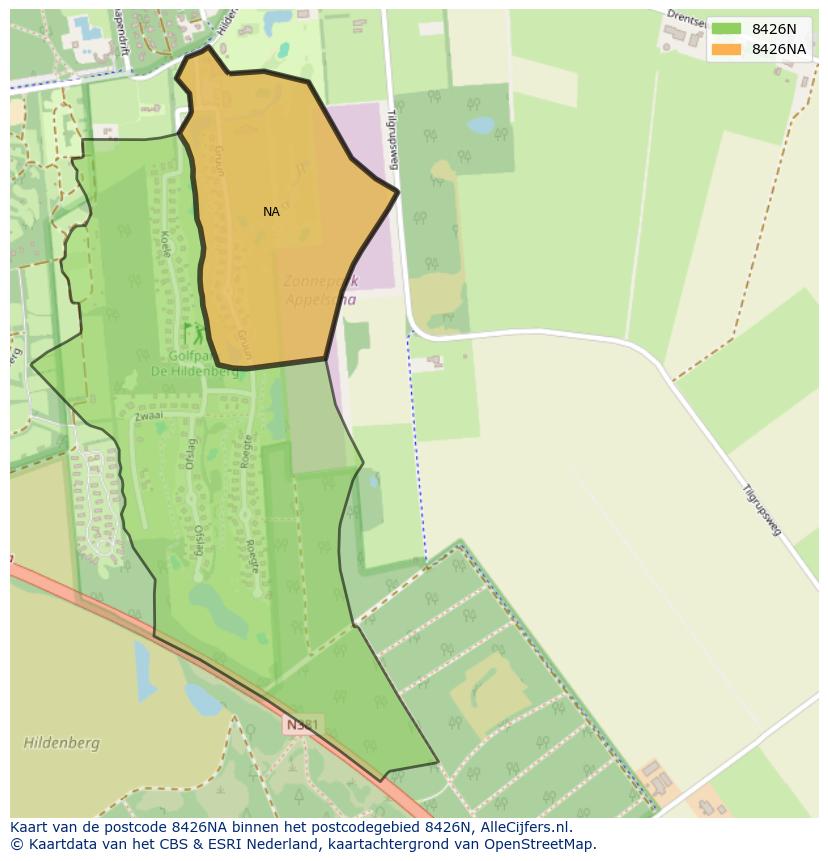 Afbeelding van het postcodegebied 8426 NA op de kaart.