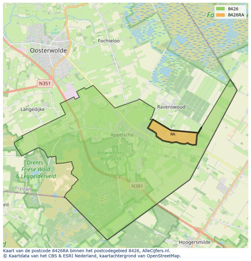 Afbeelding van het postcodegebied 8426 RA op de kaart.