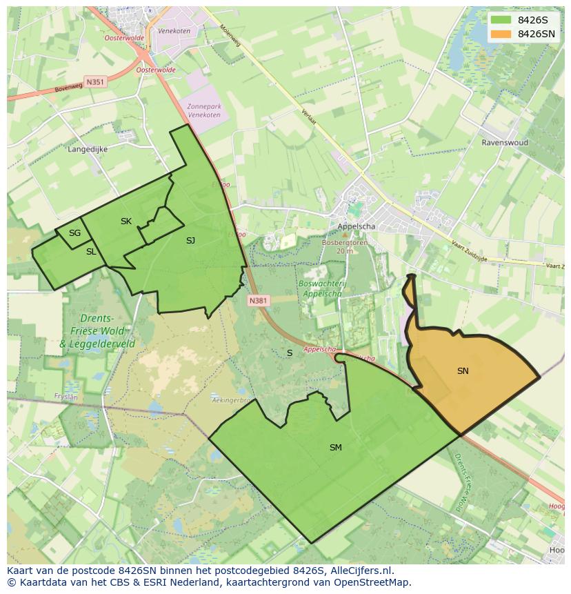 Afbeelding van het postcodegebied 8426 SN op de kaart.
