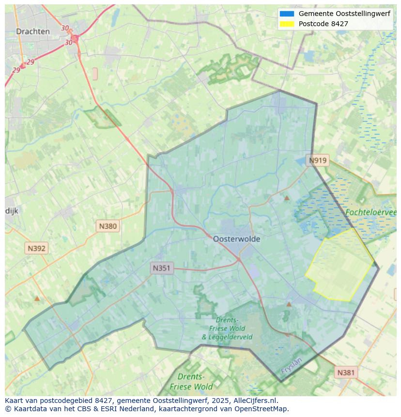 Afbeelding van het postcodegebied 8427 op de kaart.