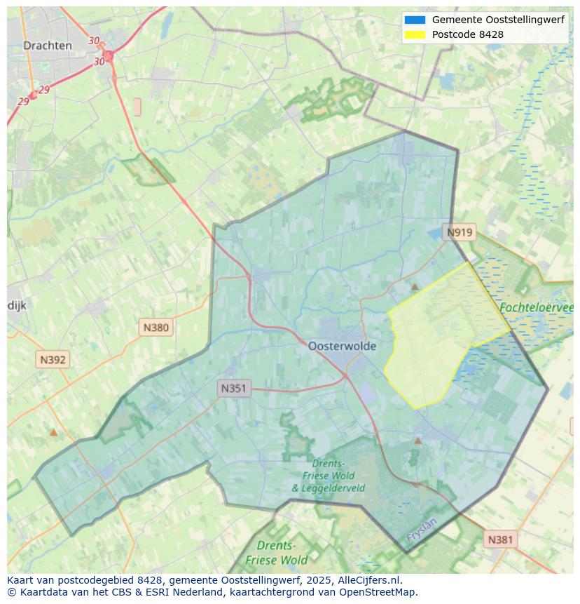 Afbeelding van het postcodegebied 8428 op de kaart.