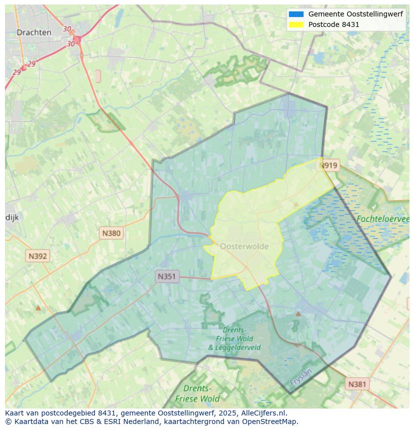 Afbeelding van het postcodegebied 8431 op de kaart.