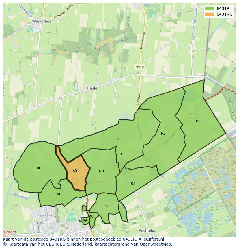 Afbeelding van het postcodegebied 8431 RG op de kaart.